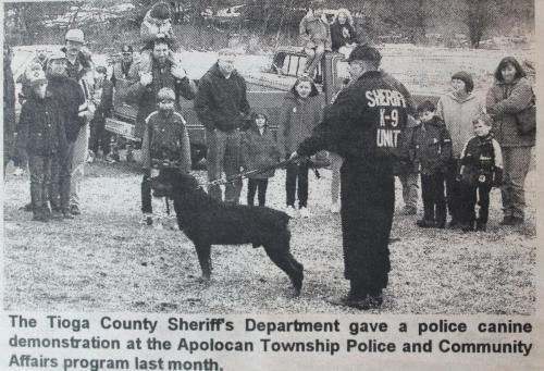 Jamison Burrell Giving a K-9 Demonstration for the Tioga County Sheriff's Department.